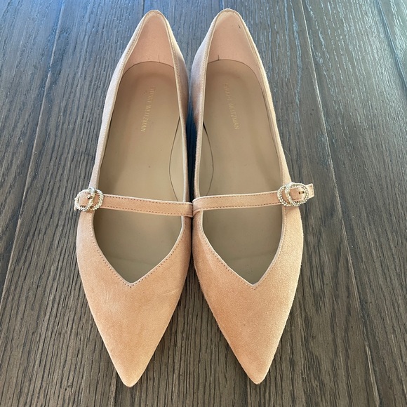 Stuart Weitzman Crystal Buckle Suede Flats - Picture 1 of 4